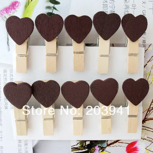 15 упаковок/партия новые милые коричневые цветные бумажные клипсы в форме сердца деревянные клипсы для свадебной вечеринки Модный Специальный подарок