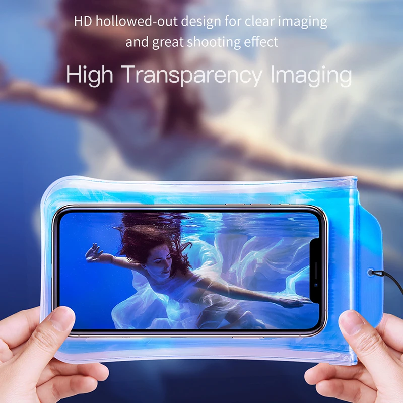 Baseus IP68 للماء حقيبة لهاتف أي فون XR هواوي P30 سامسونج S10 Xiaomi الهاتف كيس مزموم وسادة هوائية للماء السباحة تصفح غطاء