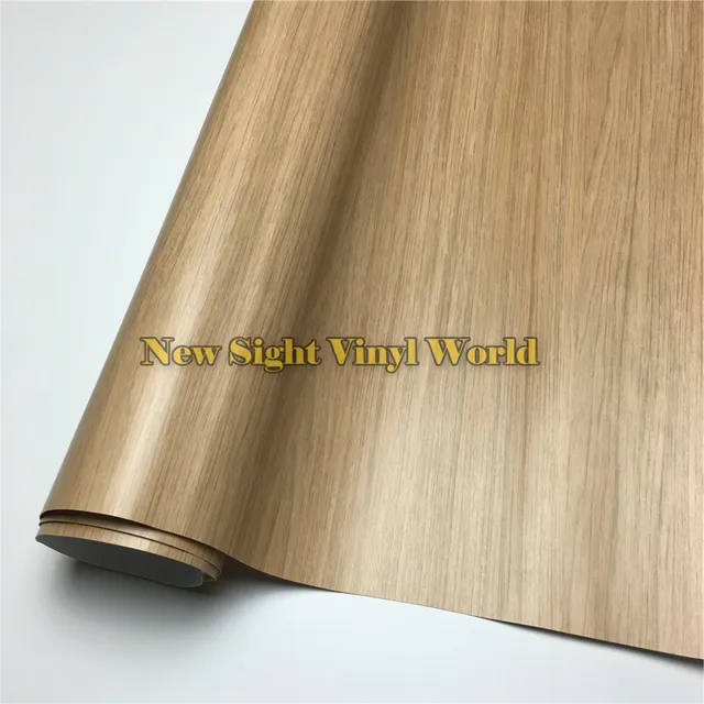 Oak Wood Grain Vinyl Film Adhesive Backed Sheet For Floor Furniture Car