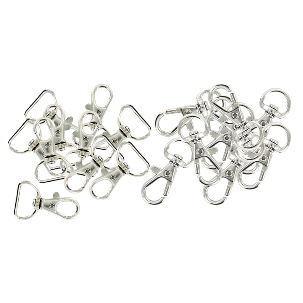 20Pcs Nickel Plated Metal Swivel Clasps Lanyard Snap Hook Lobster Claw Clasp