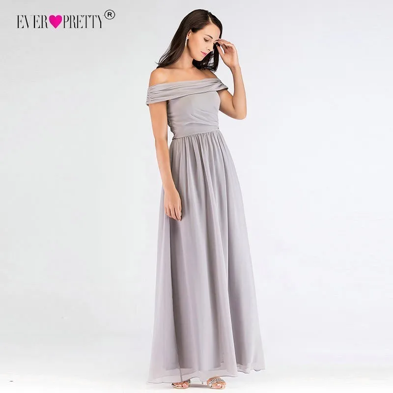 Серое длинное платье для подружки невесты Ever Pretty женское А силуэта Формальное
