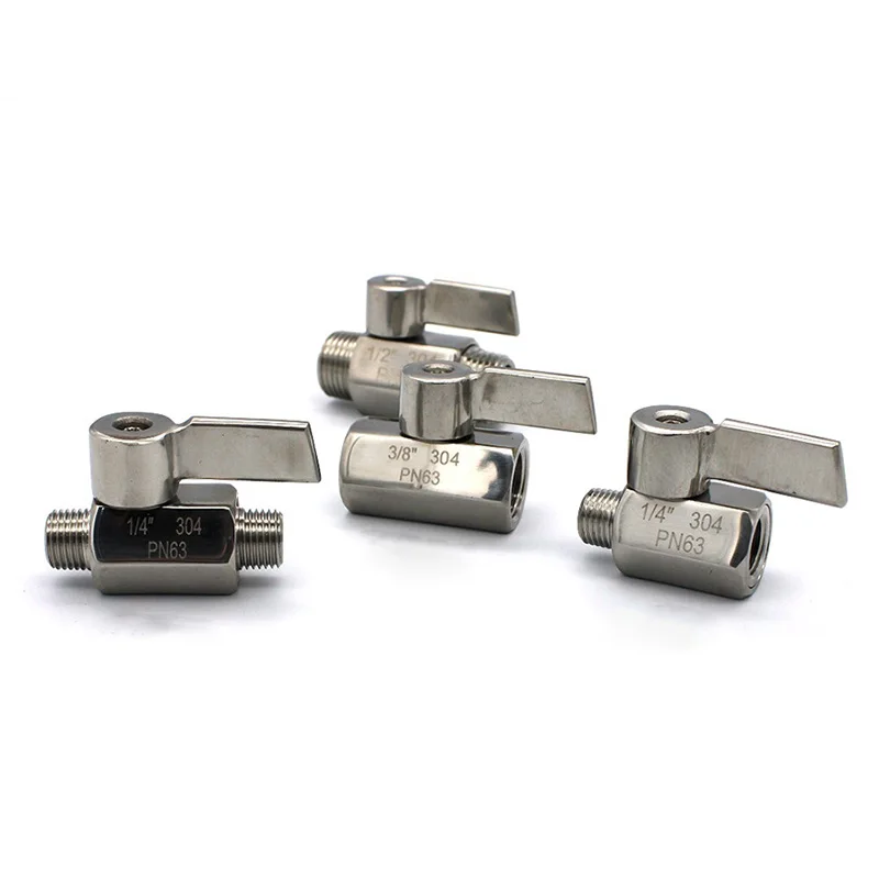 

New type High quality MINI Ball valve Stainless steel 1/8 1/4 3/8 1/2 BSP Female male SS304 for water oil acid 2 way ball valve
