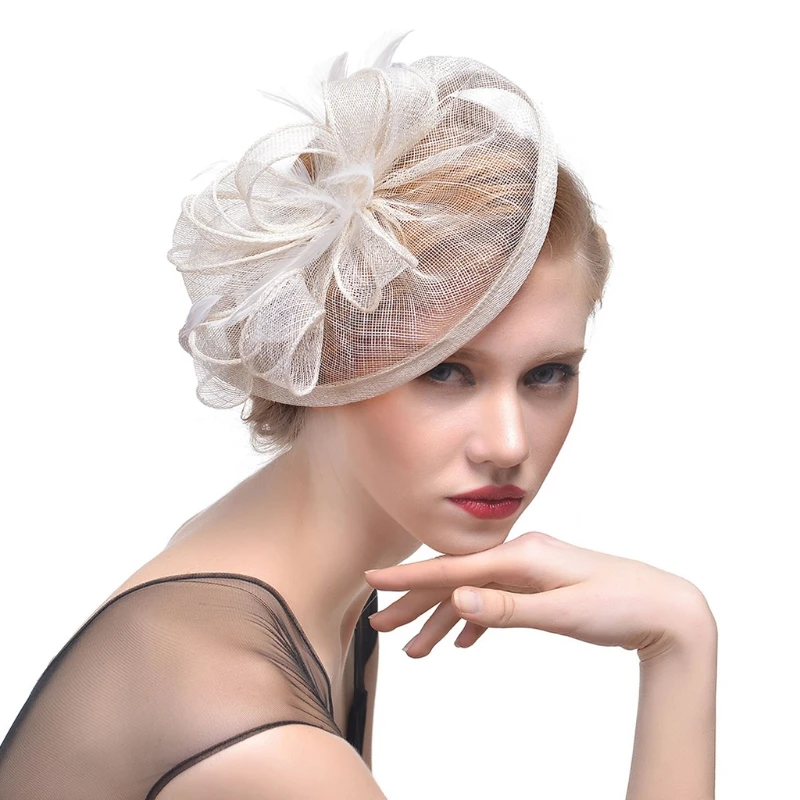 Свадебная обувь для невесты шляпа чародей перо сетчатые Вечерние Коктейль заколки для волос с цветочным принтом Новая gai - Цвет: W