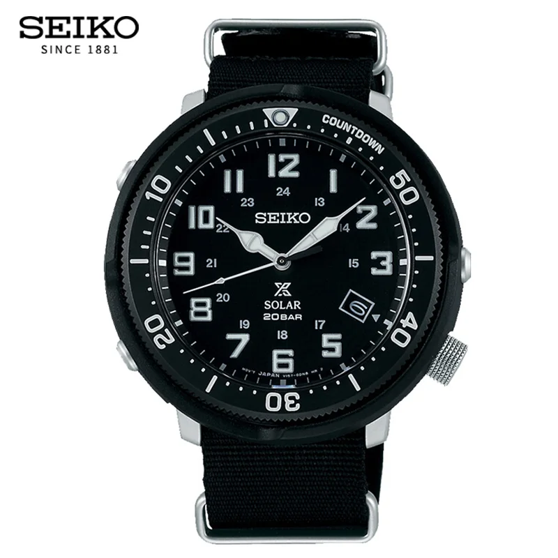 

100% Original Seiko Watch Male Prospex Series Solar energy Watch Canvas Belt Retro Sports Quartz Watch