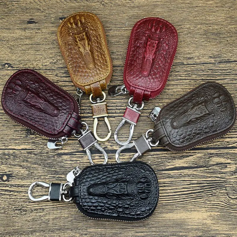 

Men Women Leather Car Key Chain Ring Keychain Case Holder Zipped Bag Purse Pouch