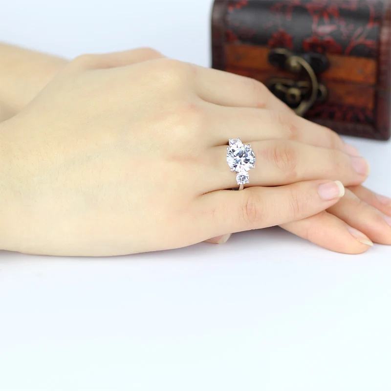 QYI 5 ct классические обручальные кольца 925 пробы серебряные круглые Sona Имитация