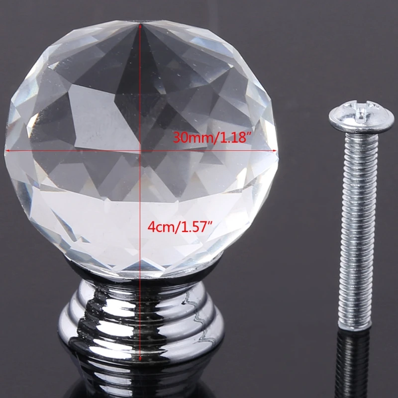 30 мм круглый прозрачный страз сверкающий бриллиант Стекло круглые ручки для шкафа; на ящики тянуть ручки