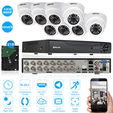 KKmoon 1080N система AHD CCTV DVR с 8CH 960 P AHD ИК Обнаружение движения ночного видения CCTV камера для системы видеонаблюдения 2 ТБ HDD