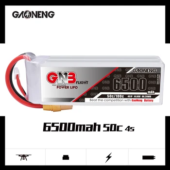 

Gaoneng GNB 4S 14.8V 6500mAh 50C/100C XT60 T Plug Lipo Battery for RC FPV Racing Drone Airplane Helicotper