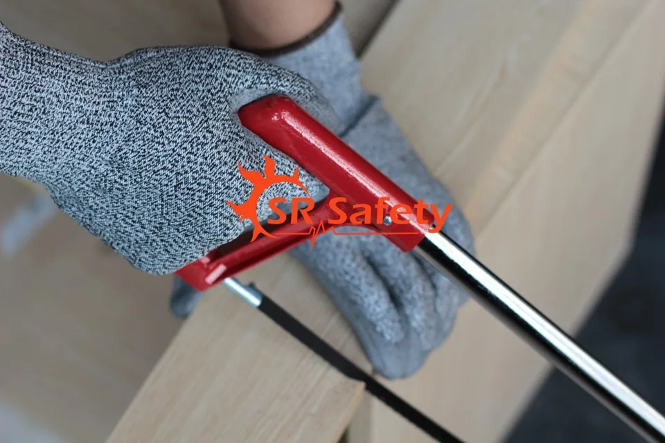 Srsafety 6 пар анти-вырезать PU погружения перчатки, устойчива к порезам перчатки, сократить уровень 5