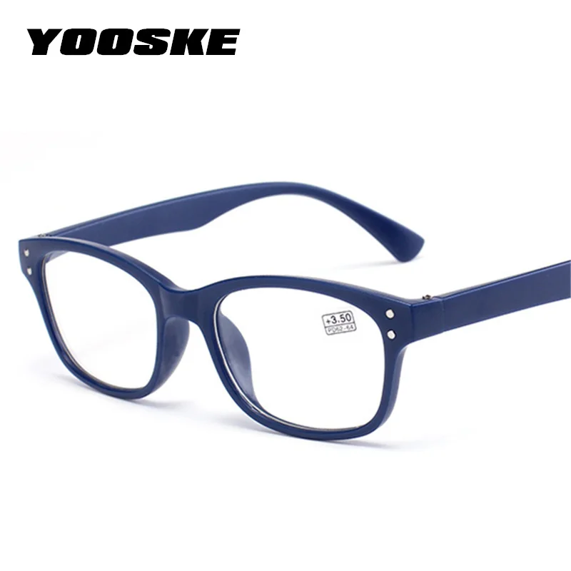 YOOSKE, ультралегкие очки для чтения, мужские, Анти-усталость, пресбиопический диоптрий, очки для женщин, очки для близорукости, линзы из поликарбоната, оправа унисекс - Цвет оправы: Синий