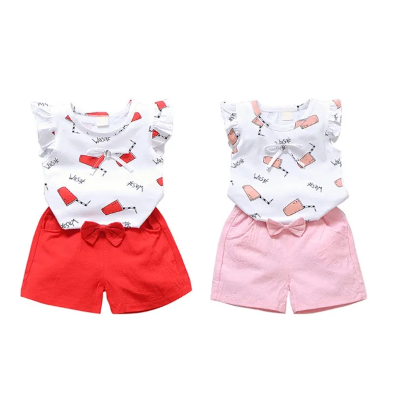 

WEIXINBUY Fashion T-shirt Plaid Shorts Baby Boy Girls Clothes Set Fake Vest T-shirt Summer Top Plaid Shorts Baby Clothes