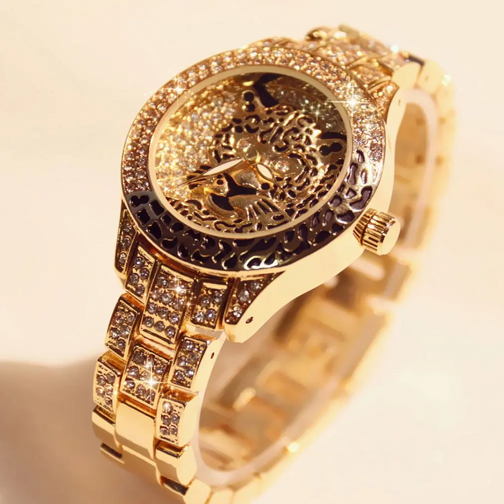 luxury zircon inlaid heart shape women wristwatch