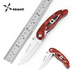 KKWOLF Складной нож 440C стальное лезвие красный сандаловое дерево ручка охотничий нож Выживание Кемпинг карманный тактический нож EDC Мульти