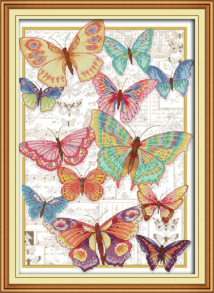 New arrival Butterflies fly freely DMC Counted Chinese Cross Stitch