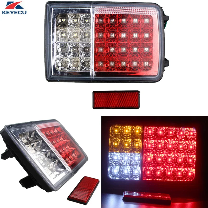 Keyecu 1 пара 32 LED Прицепы грузовик хвост прямоугольник огни DC 12 В красный-Янтарь-белый для Задние огни отложным воротником сигнальные огни Тормозные огни для автомобиля
