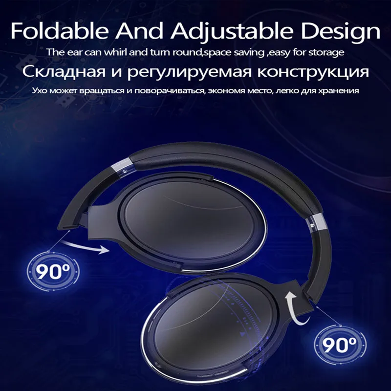 Tourya HZ08 беспроводные наушники, Накладные наушники Bluetooth 4,2, регулируемые наушники, гарнитура с микрофоном для Ios, Android, телефонов, ПК