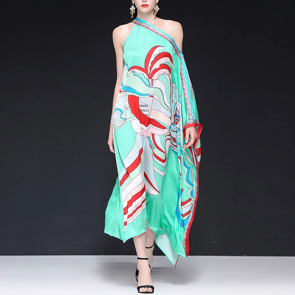 

Red RoosaRosee Fashion Elegant Holiday Summer Dresses 2019 Women's Off The Shoulder Stripes Print Sexy Asymmetrical Dresses Robe