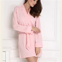Brand New Sleepwear Robe Sleep Lounge V-Neck Cotton Long Sleeve Kimono Robe Pajamas Home Clothing Sleep Dress Women’s Bathrobe