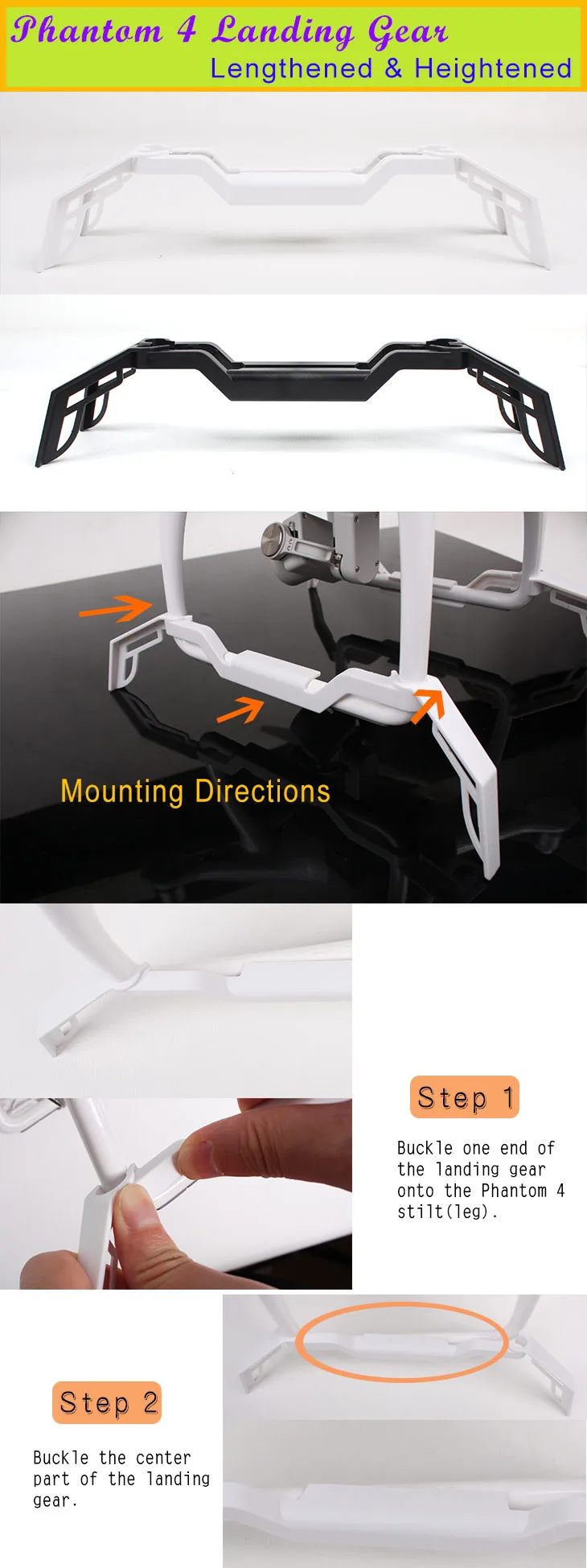 Phantom 4 Accessoried Landing Gear, Heightened Lengthened Landing Skid Gimbal Protector For DJI Phantom4 Quadcopter
