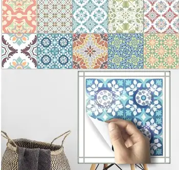 

15*15cm/20*20cm Wallpaper Furniture Bathroom Mediterranean Tile Sticker PVC Waterproof Self adhesive Wall Decal Home Decor