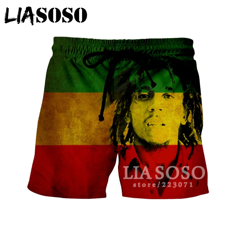 LIASOSO летние новые мужские и женские модные шорты 3D принт певец Боб Марли пляжные фитнес шорты унисекс повседневные свободные шорты A188-09