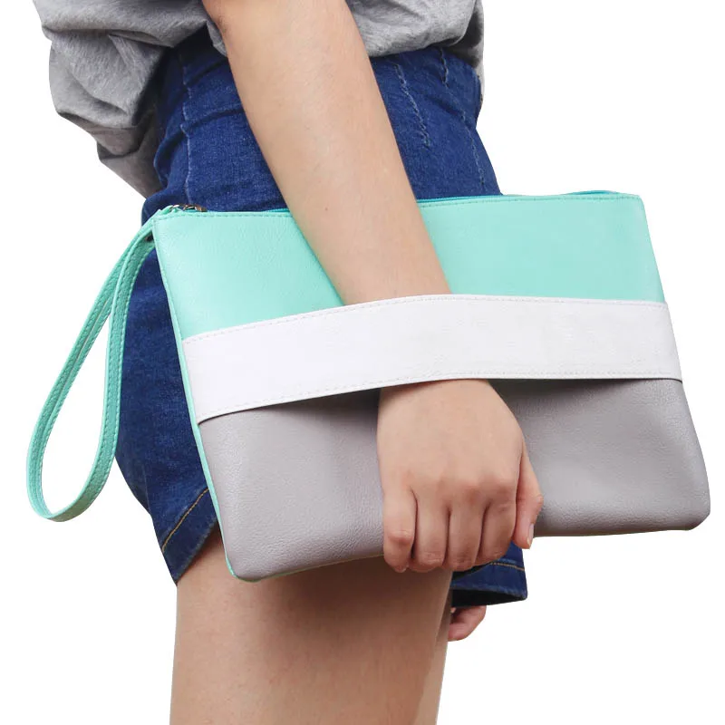  Candy Color Leather Women Bag Day Clutches Handbag Bolsa Feminina Wristlets Bags Ladies Casual Patc - 32660043507