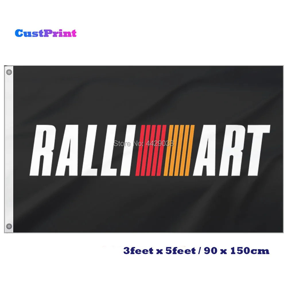 CustPrint 3x5 футов Ralliart черный флаг для автомобиля Mitsubishi полиэстер баннер с 2 Люверсами