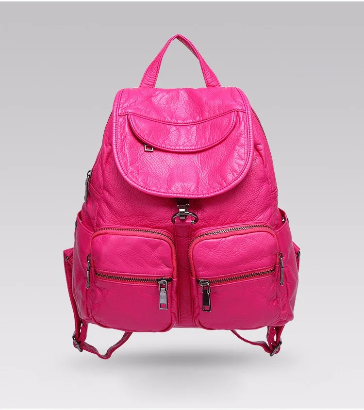 Mochila de Couro Feminina à Prova Lavado Macio D'água Vintage Multifuncional 9 prova d'água, vintage, multifuncional