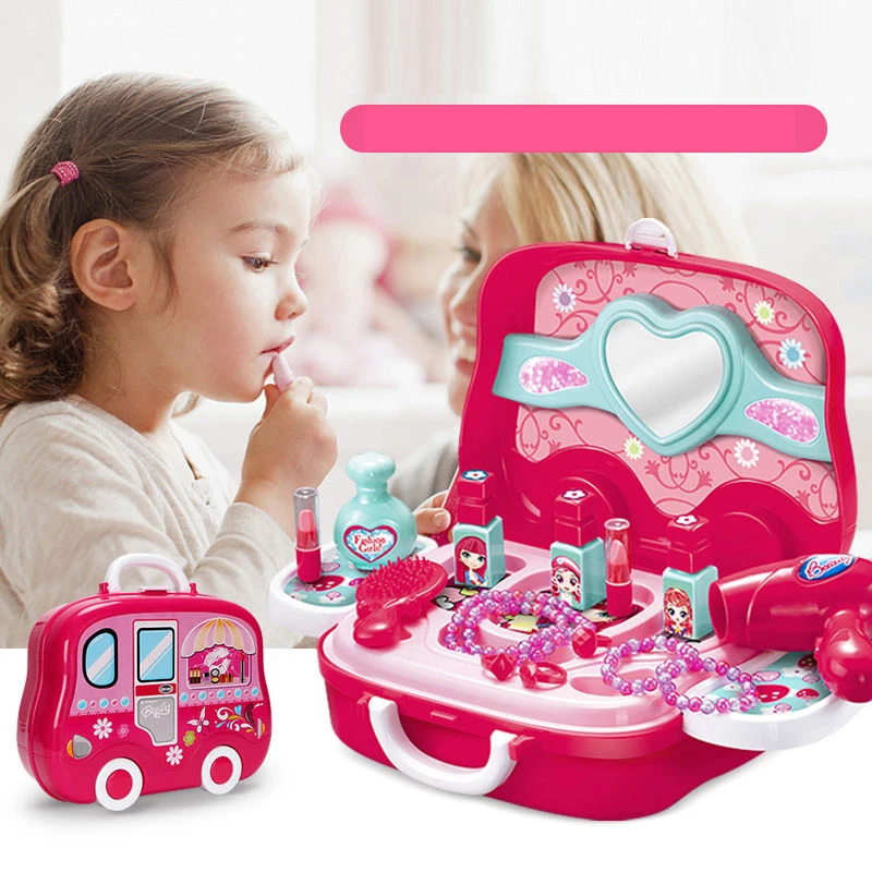 

Disney Toys Princess Dressing Table Dressing Table Mirror Lipstick Toy Set Girl House Portable Handbag For Kids