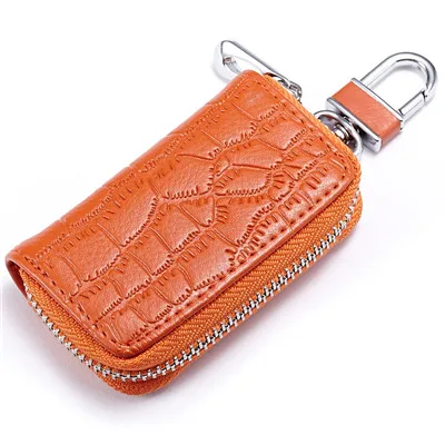 Модный кошелек для ключей, 5 цветов, натуральная кожа, для женщин и мужчин, однотонный кошелек для ключей, органайзер для ключей, автомобильная ключница, сумка для ключей DC114 - Цвет: Оранжевый