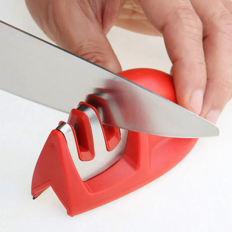 Портативный 2-электро Ножеточка точилка для ножей с нескользящая подошва; удобная ручка с защитой от скольжения, Кухня аксессуары черный/красный
