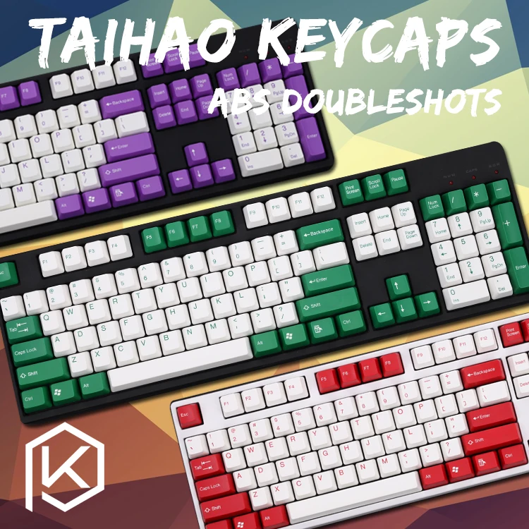 Taihao abs double shot keycaps для diy игровой механической клавиатуры цвет красный зеленый синий фиолетовый wihte black dolch розовый