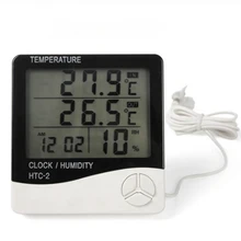 Novo HTC-2 digital lcd indoor outdoor termômetro higrômetro c/f medidor de umidade temperatura despertador com sensor