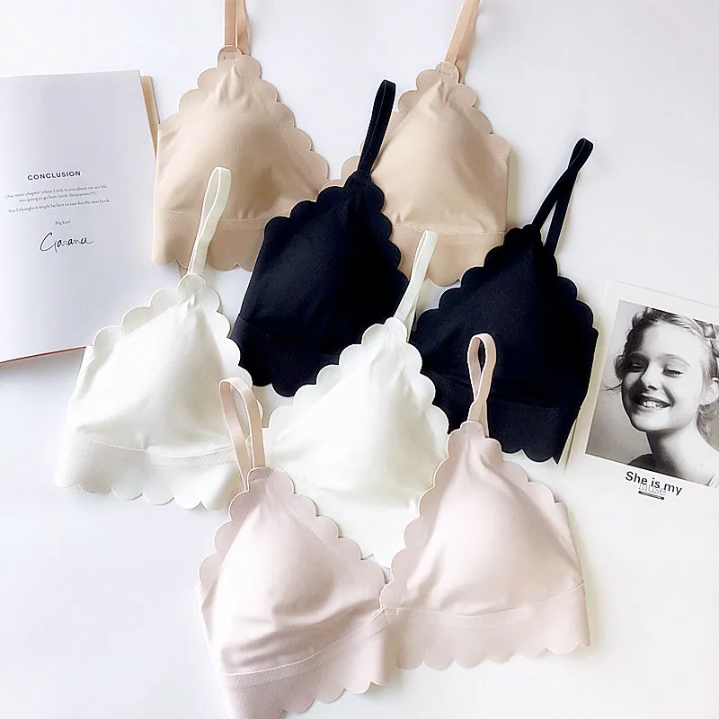 

Wriufred Ruffles Seamless Bralette Triangle Cup Bras Teenage Breathable Wire Free Underwear Female Plus Size Lingerie