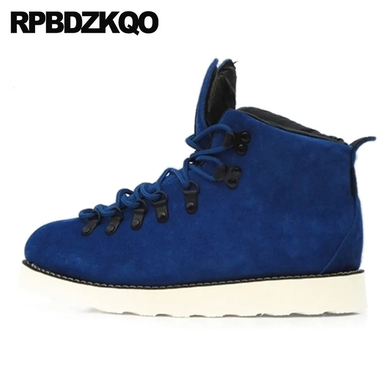 Más Redonda rojo Tamaño Toe Azul Otoño Diseñador Lace 2018 Ante Hombres azul Runway Zapatos Alta Botas Seguridad Negro Calidad De Botines Up Trabajo B0I0Ft
