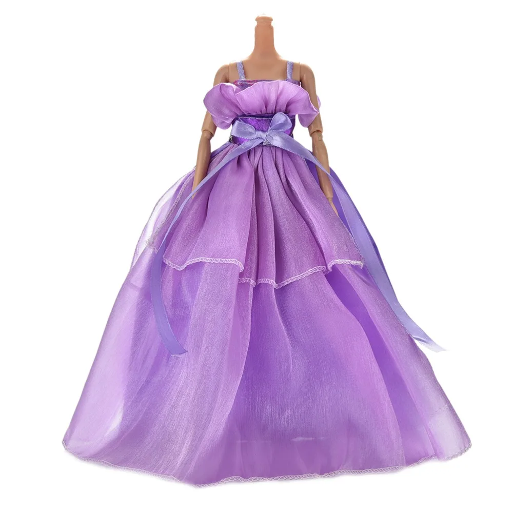 1 предмет, подарок ручной работы для детей, длинное платье-кукла, одежда розовое вечернее свадебное платье фиолетовое платье для вечеринки, аксессуары для куклы Барби