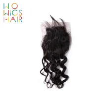 WoWigs волос глубокая волна синтетическое закрытие шнурка волосы remy натуральный цвет человеческие волосы