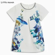Little maven/Новинка г.; летнее Брендовое платье для маленьких девочек; Детские хлопковые платья с короткими рукавами и принтом бабочек и цветов; S0309