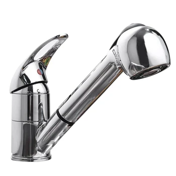 

Kitchen Mixer Sink Hot And Cold Water Mixing Extendable Shower Mixer Silvery Metal