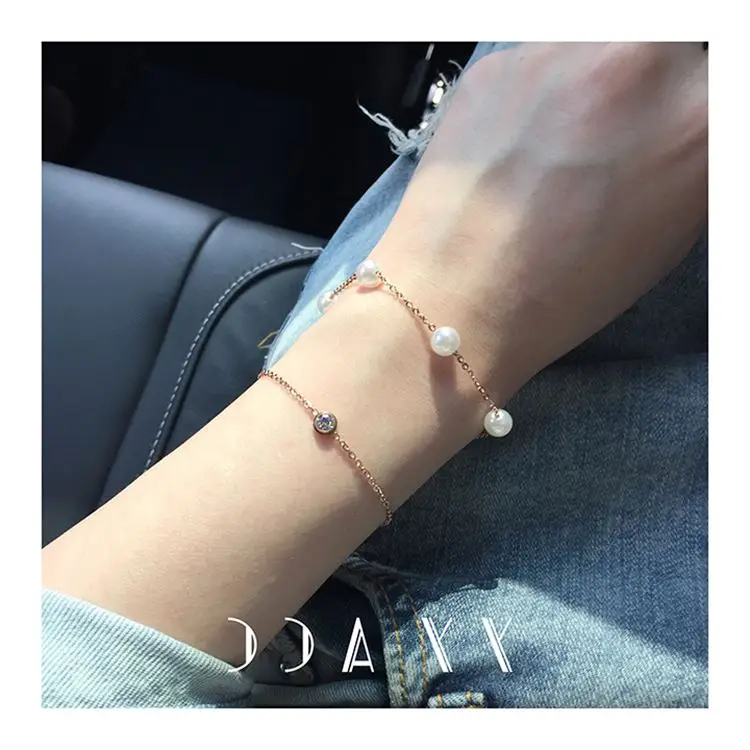 YUN RUO модный бренд цвета розового золота кубический циркон браслет шармы 316L