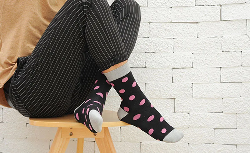 5 пар Для мужчин короткие носки прилив бренд Happy Socks лоскутное красочные точка личность Для мужчин носки осень-зима удобные хлопковые носки