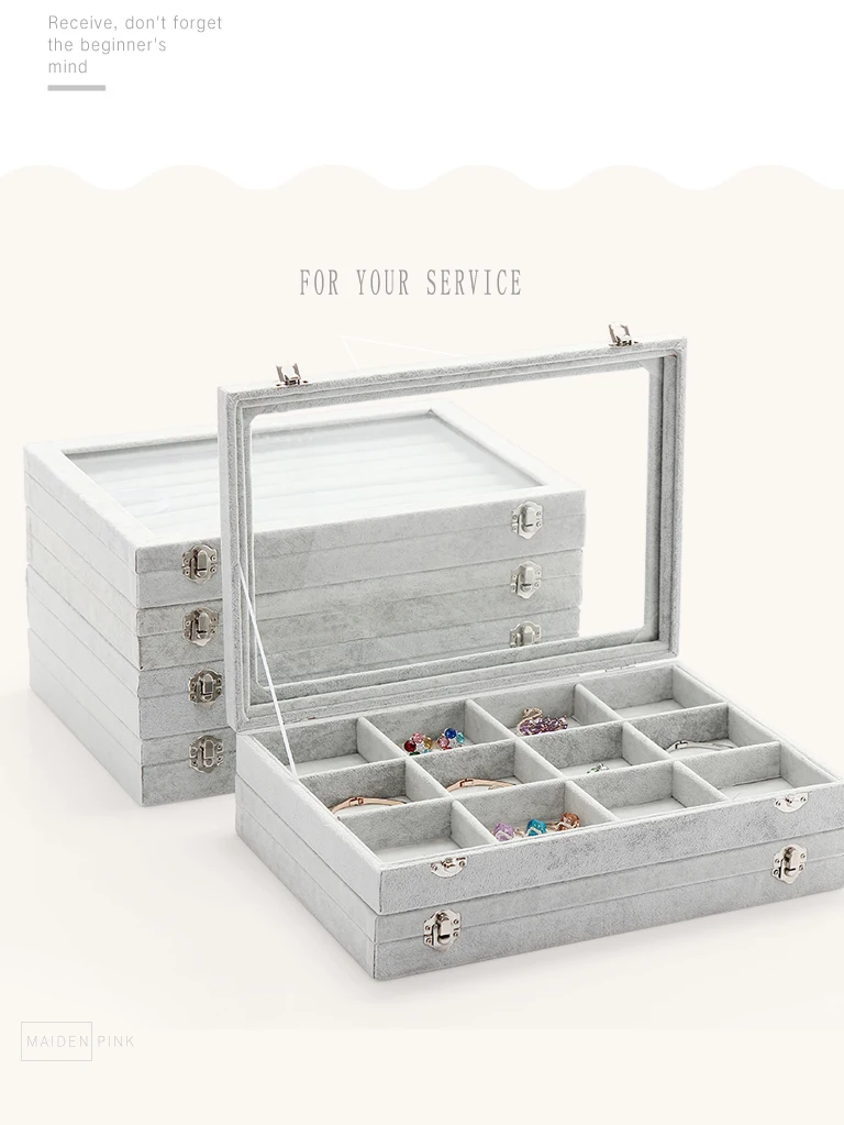 ANFEI новая Смешанная коробка для ювелирных изделий лоток ожерелье/кольцо/серьги/выставочная коробка бархатная коробка для украшений Органайзер контейнер для хранения бисера A255-11