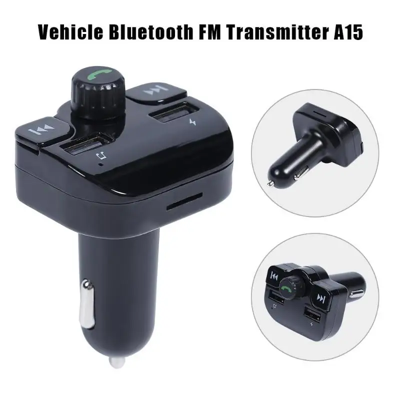 A15 автомобильный комплект громкой связи Bluetooth fm-передатчик Модулятор MP3-плеер USB зарядное устройство индикатор напряжения батареи автомобиля 85X50X45 мм