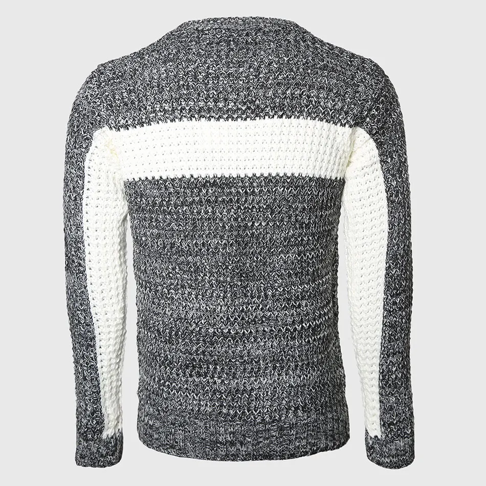 Uomini di Spessore Maglioni Patchwork Maschio Cable Knit Pullover Più Caldo Color Block Slim O Collo Maglione Coreano Moda Modello