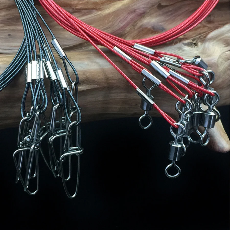 10 шт./лот 50 см 150LB Fly Fishing Lead Line Leader Wire Leading ассортимент втулок вертлюжные стальные