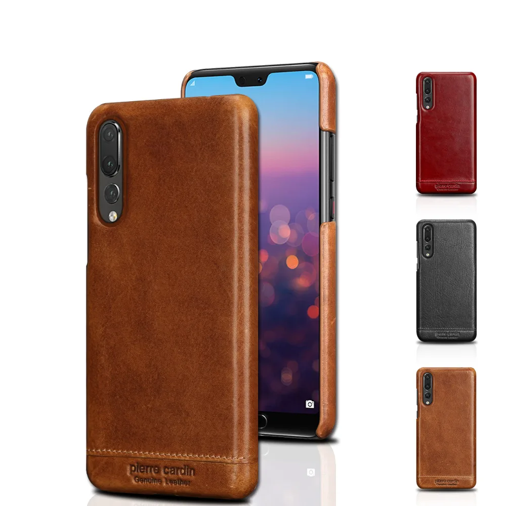 Pierre Cardin для Huawei P20 P30 Ретро стиль натуральная кожа жесткая задняя крышка