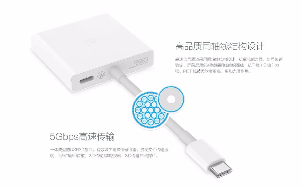 Xiaomi type C USB 3,1-USB 3,0/HDMI Женский адаптер зарядного устройства поддержка 4K для Apple Macbook Xiaomi air 12 13 12,5 13,3