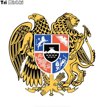 

Tri Mishki WCS730 14*14.5cm Coat of arms of Armenia car sticker PVC coloful Decals Motorcycle Accessories sticker