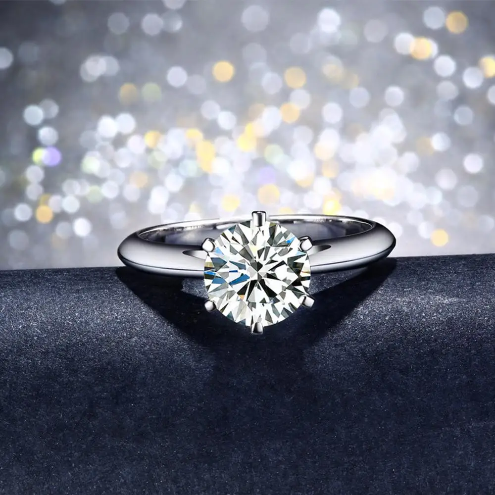 

Free Engraving Service S925 Sterling Silver Ring SONA Diamond Luxury Fine Ring Unique Style Love Wedding Engagement